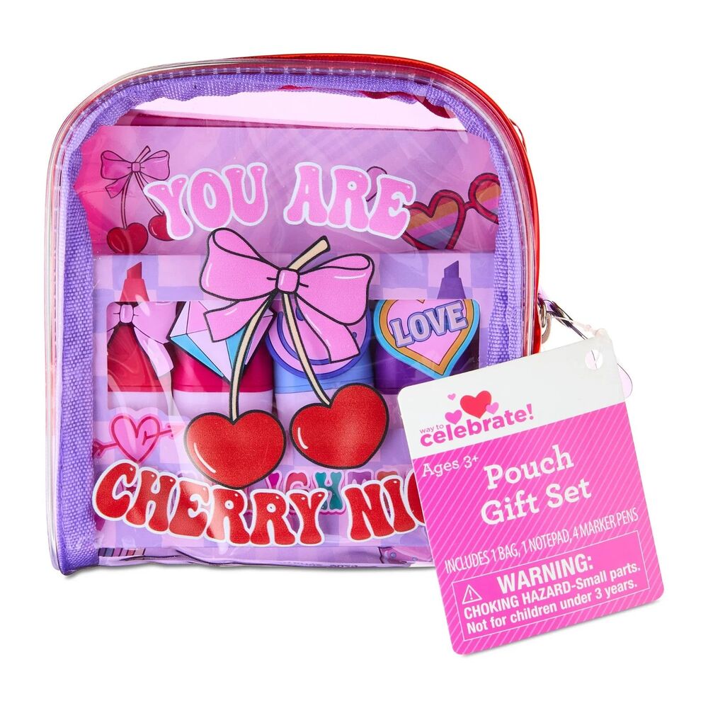 You are Cherry Nice Purple and Red Pouch Gift Set notepad 4 marker pens NWT - Picture 4 of 5